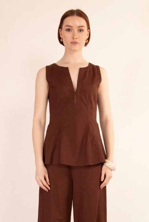 Mercer Sleeveless Top - Brown - Go - Dolly