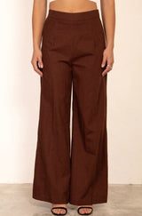 Mercer Wide Leg Pants - Brown - Go - Dolly