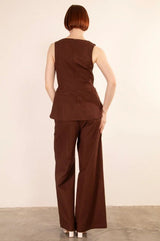 Mercer Wide Leg Pants - Brown - Go - Dolly
