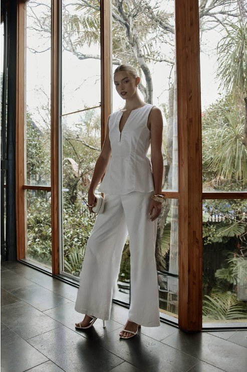 Mercer Wide Leg Pants - White - Go - Dolly