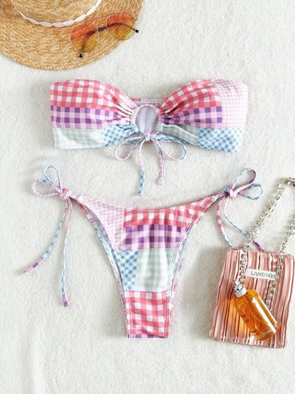 Mila Plaid Bikini - Pink - Go - Dolly