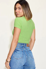 Minnie Ribbed Short Sleeve Top - Orange - Go-Dolly