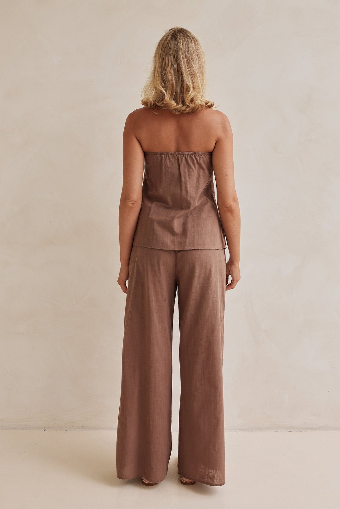 Miranda Tubetop Top & Wide-Leg Pants - Chocolate Brown - Go-Dolly