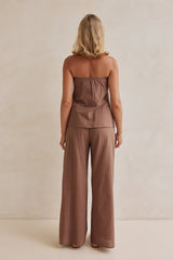 Miranda Tubetop Top & Wide-Leg Pants - Chocolate Brown - Go-Dolly