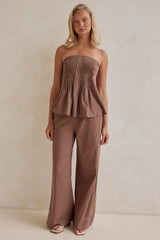 Miranda Tubetop Top & Wide-Leg Pants - Chocolate Brown - Go-Dolly