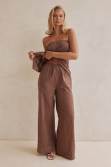 Miranda Tubetop Top & Wide-Leg Pants - Chocolate Brown - Go-Dolly