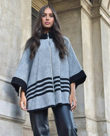 Miriam Oversized Poncho - Black Striped - Go - Dolly