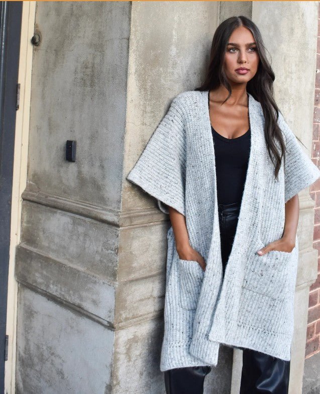 Nalia Knitted Cardigan with Pockets - Grey - Go - Dolly