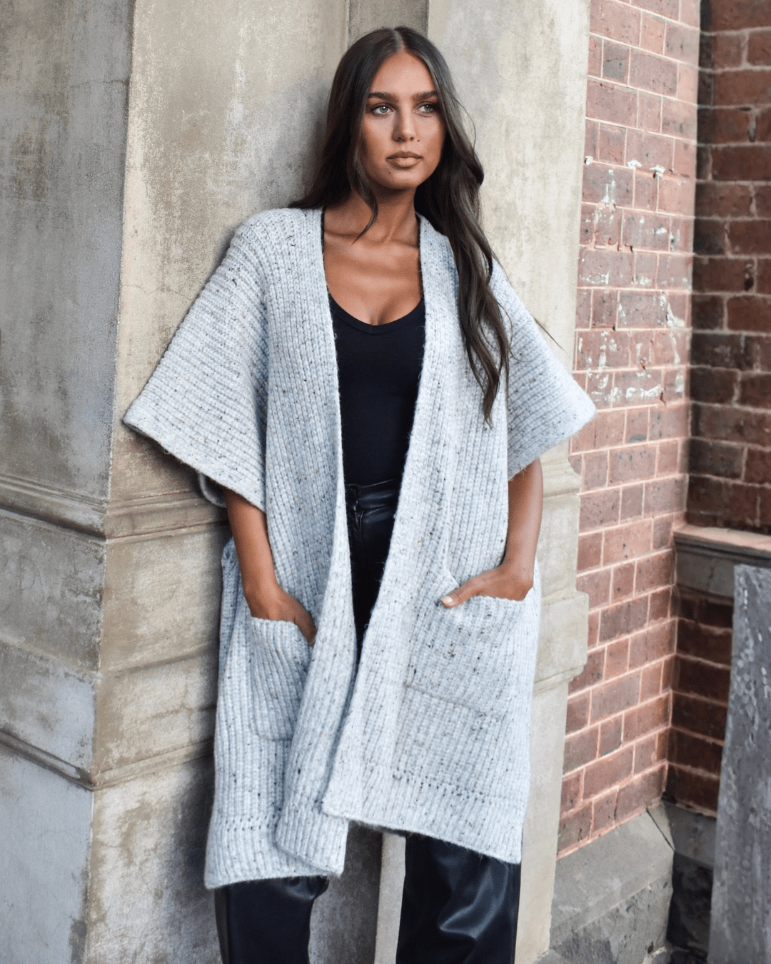 Nalia Knitted Cardigan with Pockets - Grey - Go - Dolly