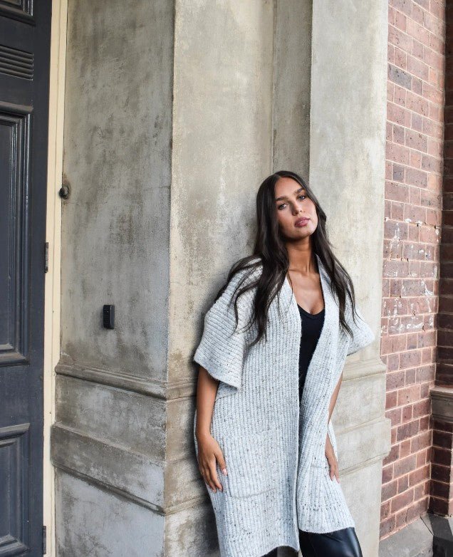Nalia Knitted Cardigan with Pockets - Grey - Go - Dolly
