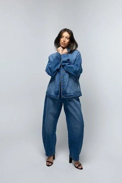 Napa Funnel Neck Jacket - Deep Vintage Blue - Go-Dolly