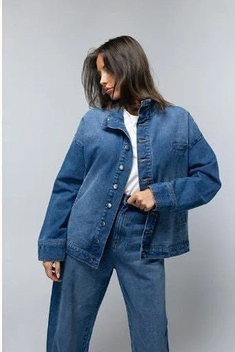 Napa Funnel Neck Jacket - Deep Vintage Blue - Go-Dolly