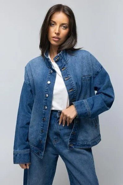 Napa Funnel Neck Jacket - Deep Vintage Blue - Go-Dolly