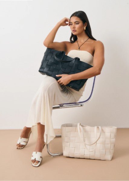 Nelly Woven Tote Bag - Black - Go - Dolly