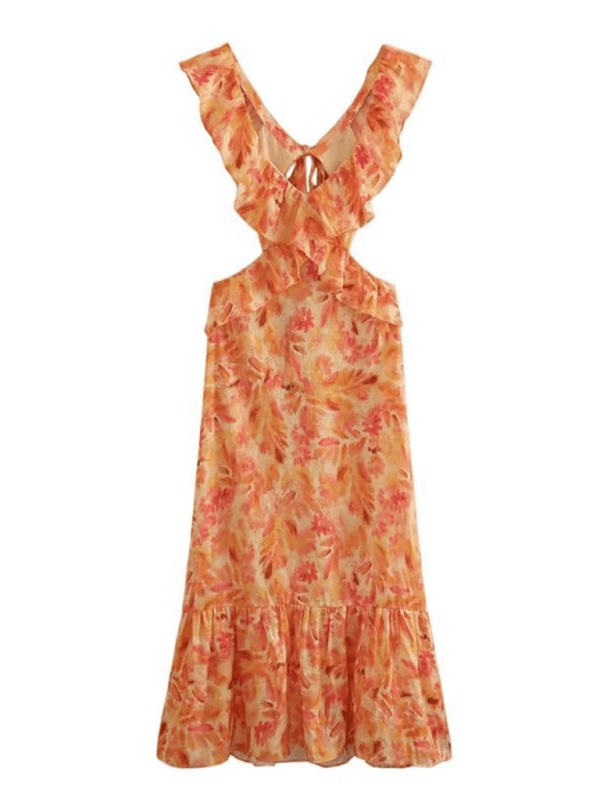 Orange floral dress on a white background