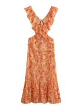 Orange floral dress on a white background