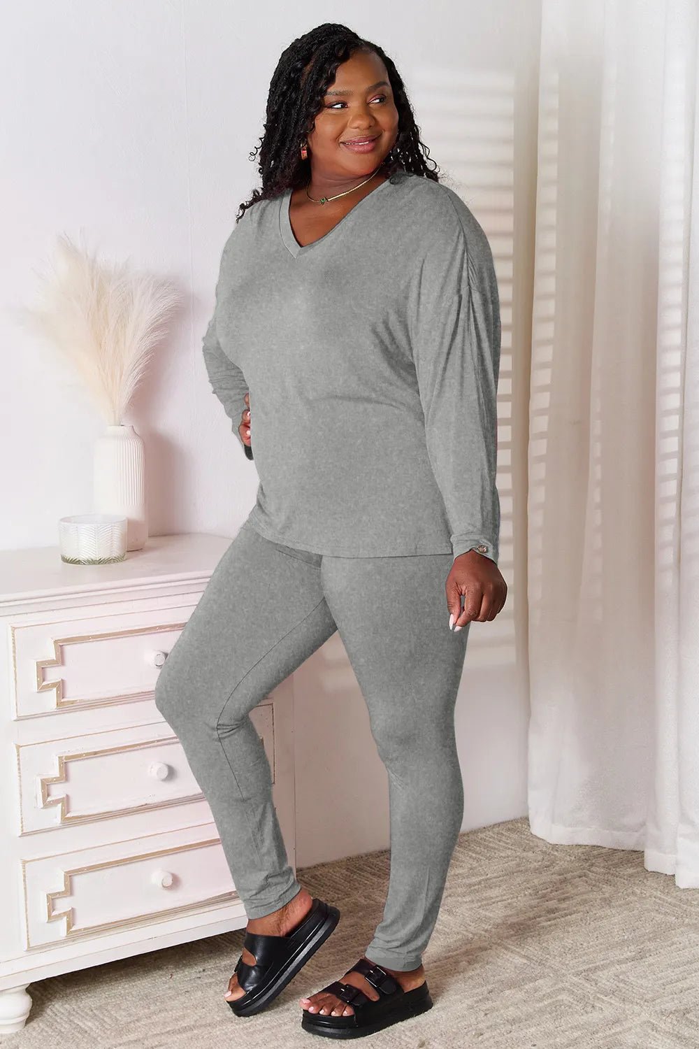 Noa Pants and Top Loungewear Set - Grey, Black & Chocolate - Go - Dolly