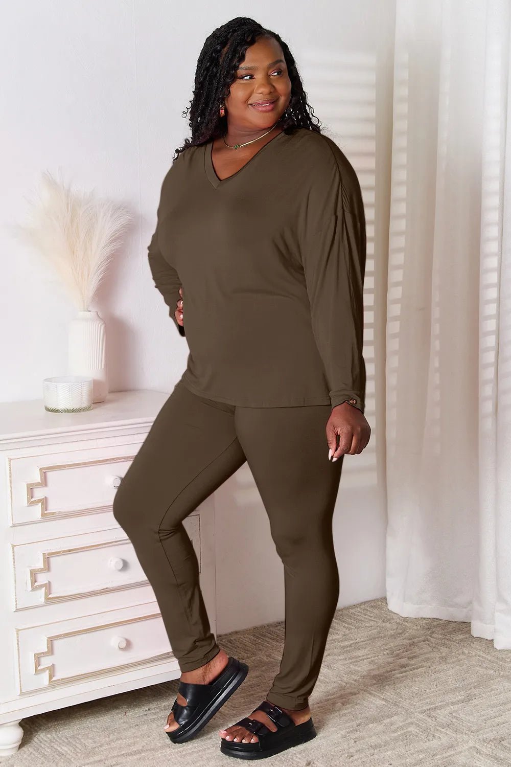 Noa Pants and Top Loungewear Set - Grey, Black & Chocolate - Go - Dolly