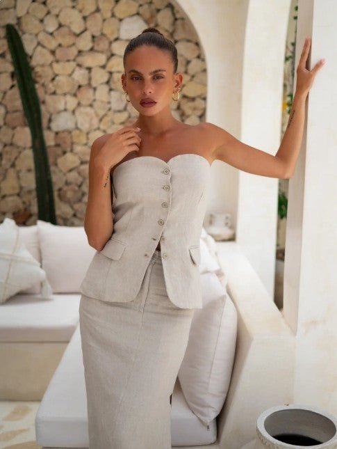 Olivia Bandeau Top - Natural Beige - Go - Dolly