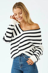 Olivia Knit Top - Black & White stripe - Go - Dolly
