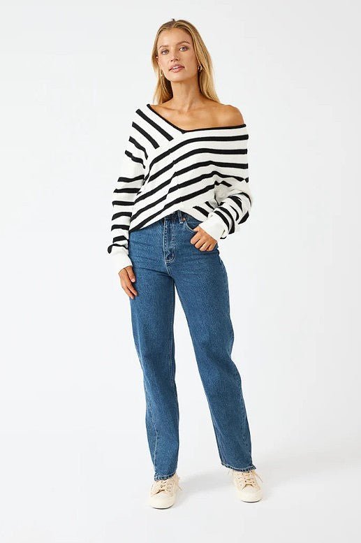 Olivia Knit Top - Black & White stripe - Go - Dolly
