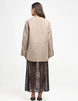 Oversized Beau Jacket - Pinstripe Beige - Go-Dolly