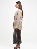 Oversized Beau Jacket - Pinstripe Beige - Go-Dolly