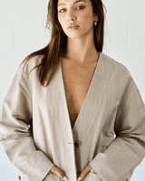Oversized Beau Jacket - Pinstripe Beige - Go - Dolly