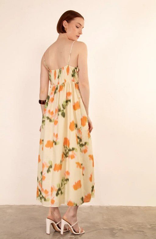 Palma Floral Midi Dress – Yellow - Go - Dolly
