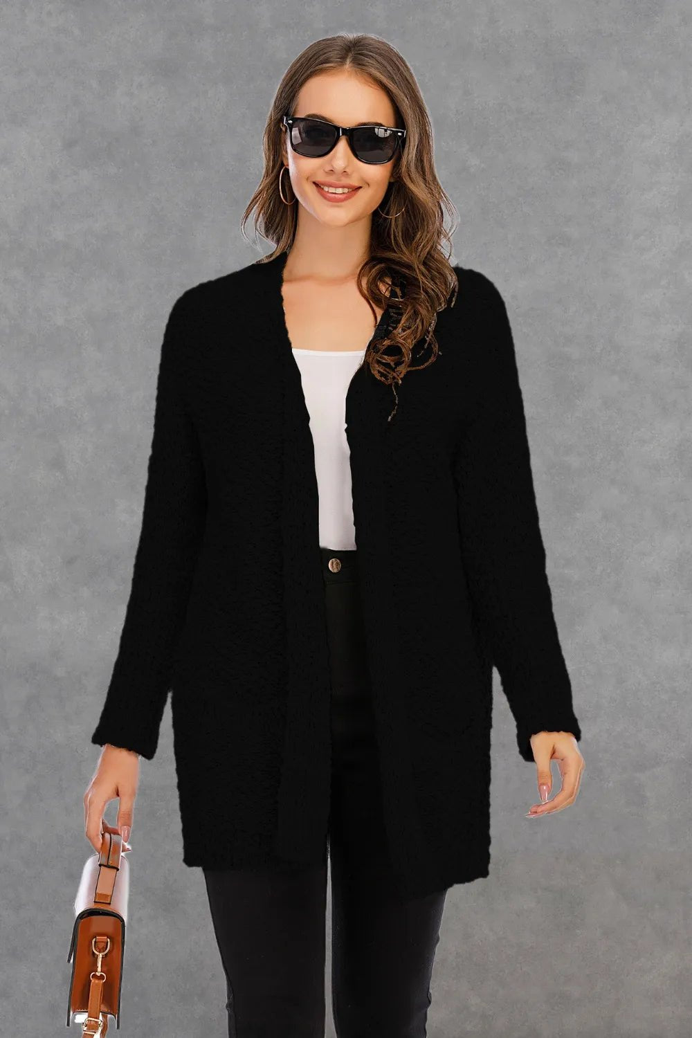 Piper Long Sleeve Cardigan - White - Go-Dolly