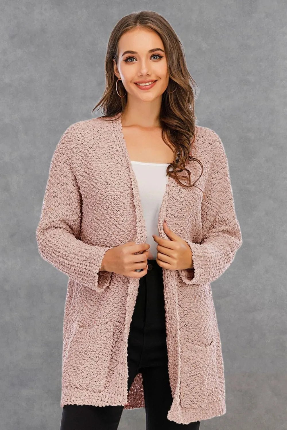 Piper Long Sleeve Cardigan - White - Go-Dolly