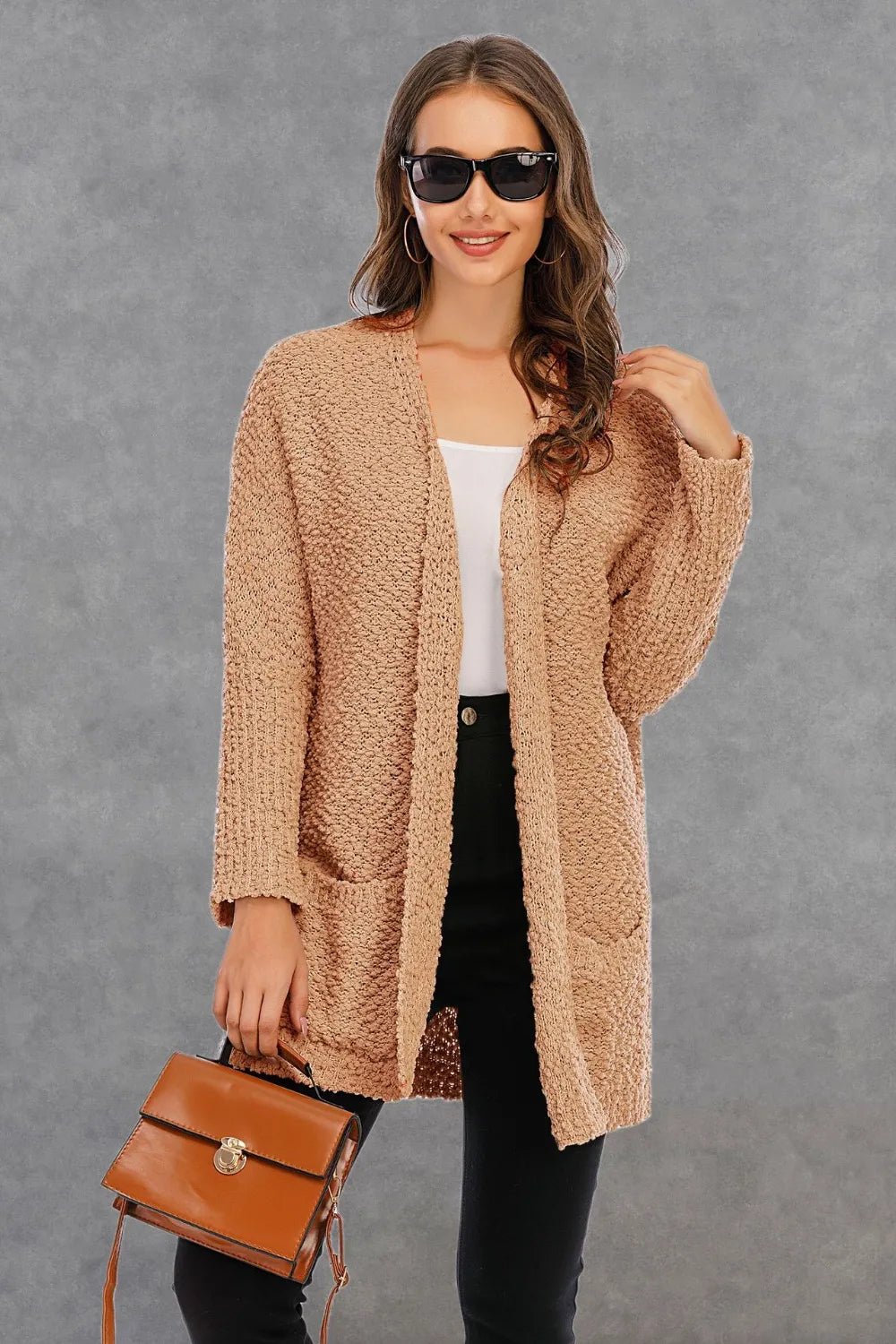 Piper Long Sleeve Cardigan - White - Go-Dolly