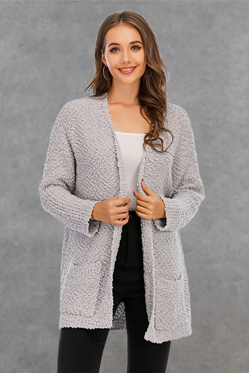 Piper Long Sleeve Cardigan - White - Go-Dolly