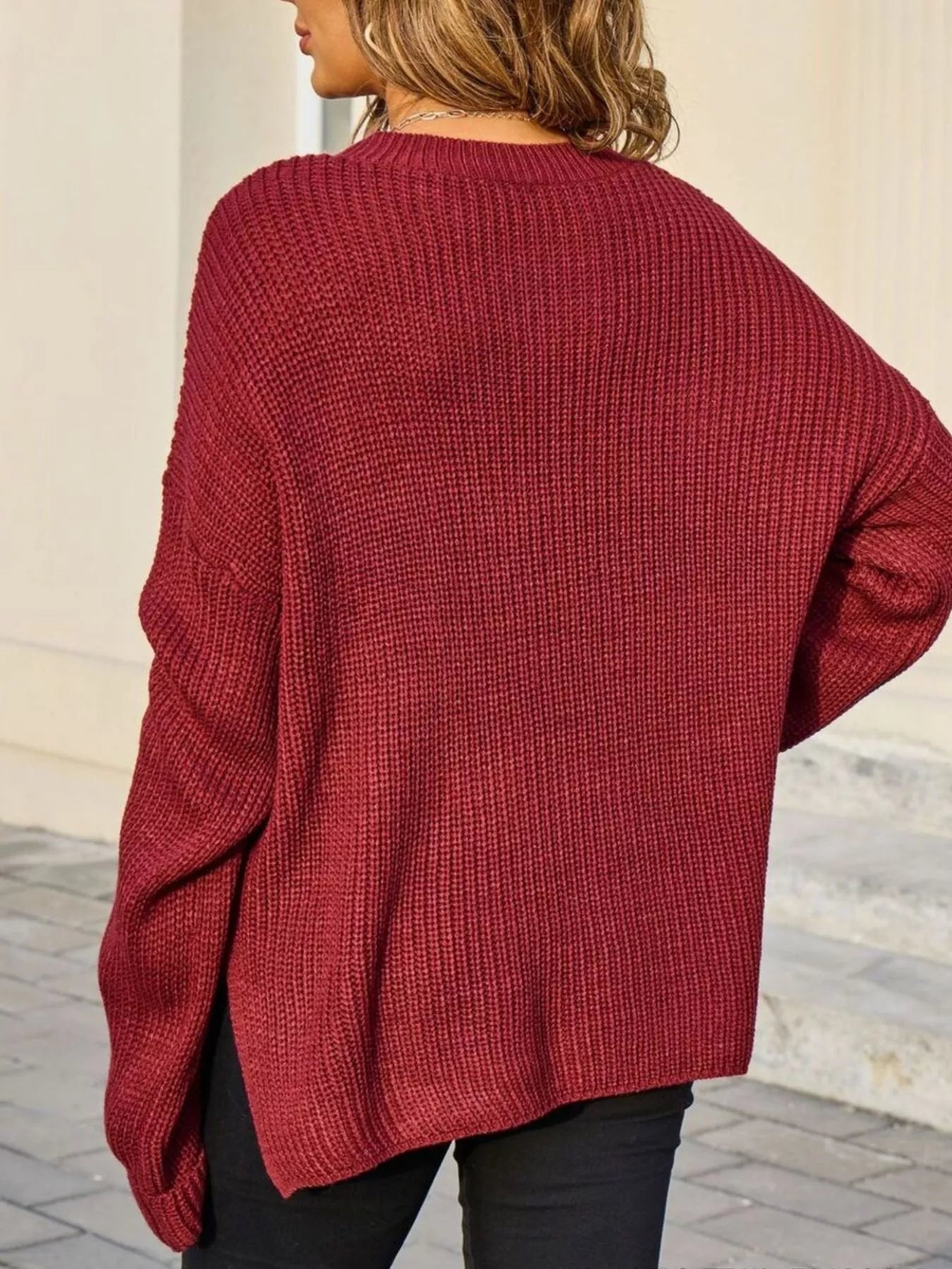 Pocket Detail Round Neck Sweater - Cream - Go-Dolly