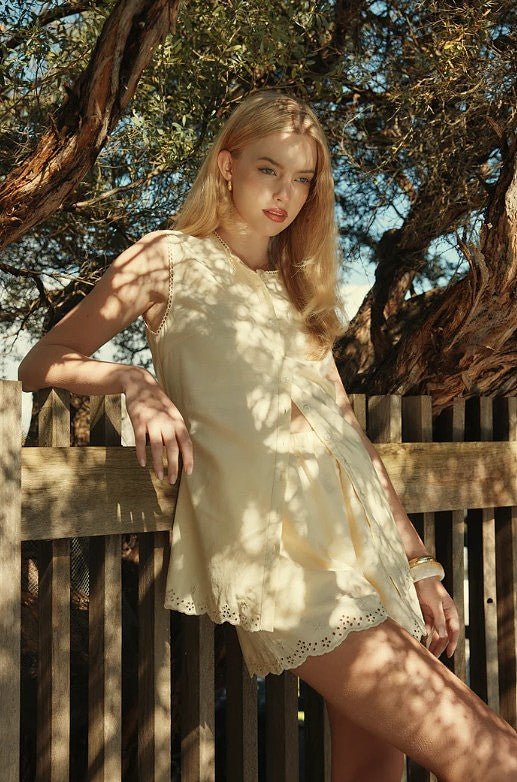 Relle Linen Top - Yellow - Go - Dolly