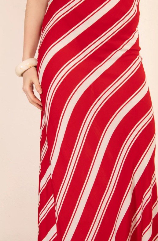 Riviera Striped Maxi Dress - Red & White - Go - Dolly