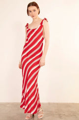 Riviera Striped Maxi Dress - Red & White - Go - Dolly