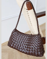 Roselle Woven Shoulder Bag - Brown - Go - Dolly