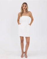 Rosy Strapless Mini Dress - White - Go - Dolly