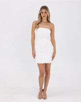 Rosy Strapless Mini Dress - White - Go - Dolly
