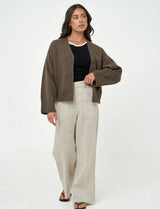 Rowe Long Sleeve Cardigan - Brown - Go - Dolly