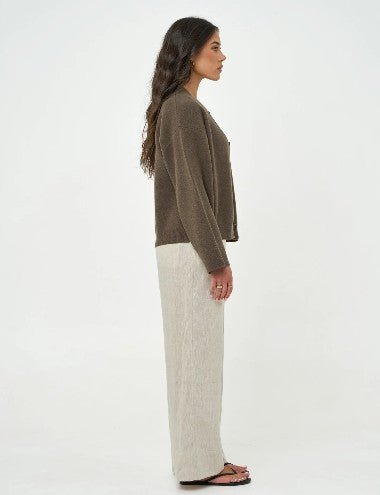 Rowe Long Sleeve Cardigan - Brown - Go - Dolly
