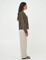Rowe Long Sleeve Cardigan - Brown - Go - Dolly