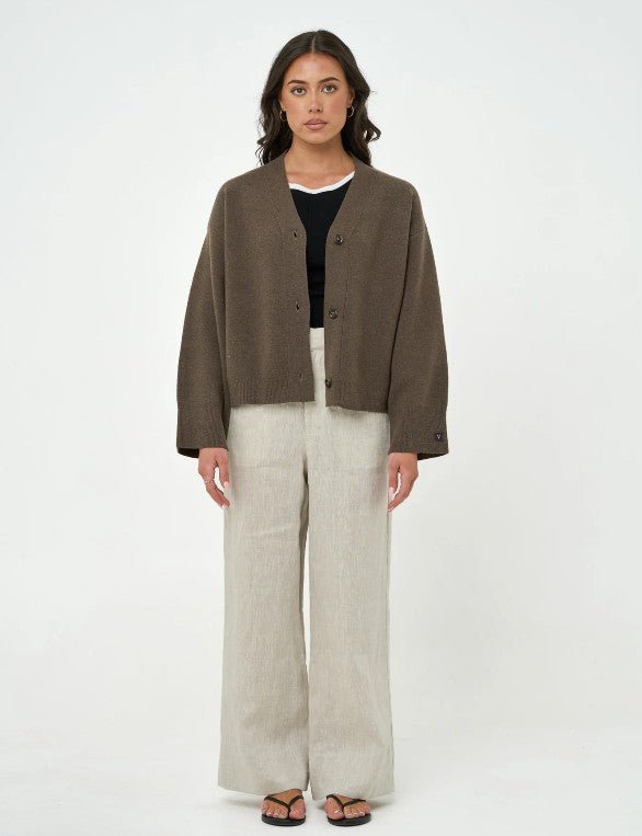 Rowe Long Sleeve Cardigan - Brown - Go - Dolly
