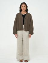 Rowe Long Sleeve Cardigan - Brown - Go - Dolly