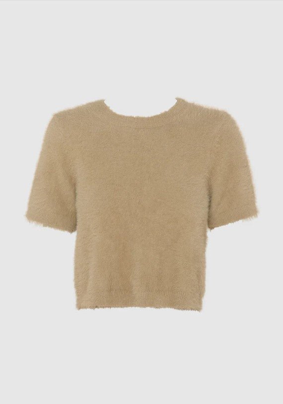 Ruby Fluffy Knit Tee - Camel - Go-Dolly