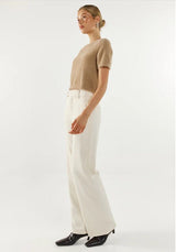 Ruby Fluffy Knit Tee - Camel - Go-Dolly