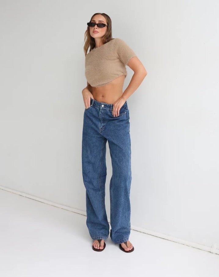 Ruby Fluffy Knit Tee - Camel - Go-Dolly
