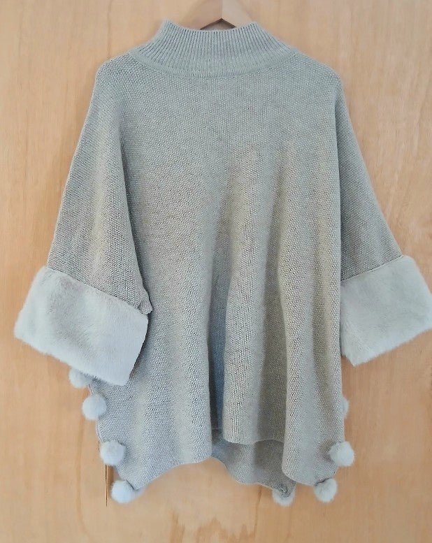 Rylee Faux Fur Poncho - Beige - Go - Dolly