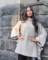 Rylee Faux Fur Poncho - Beige - Go - Dolly